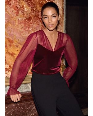 Phase Eight Cindy Velvet Tulle Blouse - Red