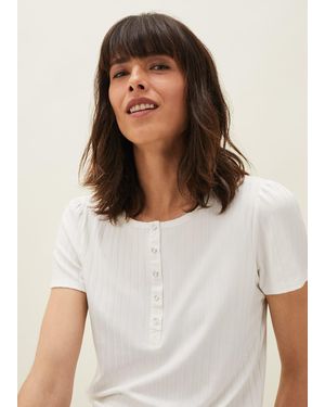 Phase Eight Dez Ribbed Jersey Short Sleeved Top - White