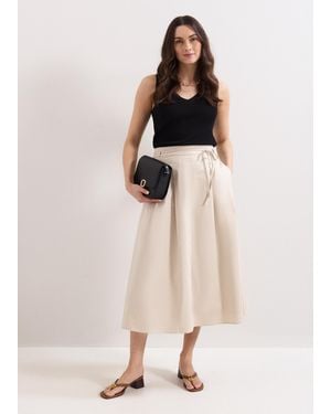 Phase Eight Erin Cotton Poplin Midi Skirt - Natural