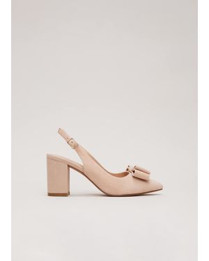 Phase Eight Bow Front Slingback Block Heel Shoes - Blue
