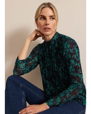 Phase Eight Dina Printed Mesh Top - Green