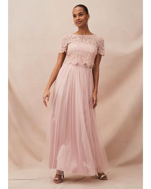 Phase Eight Kiera Lace Tulle Maxi Dress - Pink