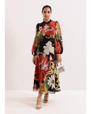 Phase Eight Petite Eve Floral Printed Midi Dress - White