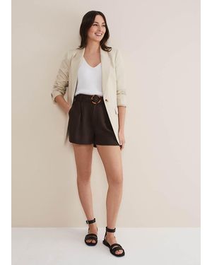 Phase Eight Hazel Belted Linen Short - Natural