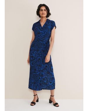 Phase Eight Mara Abstract Print Wrap Dress - Blue
