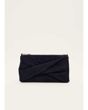 Phase Eight Suede Clutch Bag - Blue
