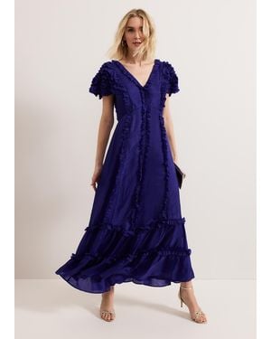 Phase Eight Mary Kate Ruffle Maxi Dress - Blue