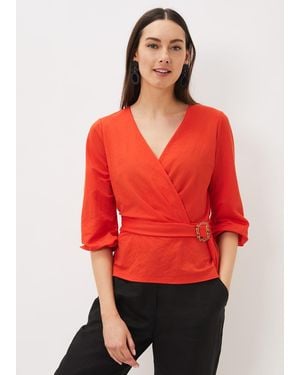 Phase Eight Brigitte Wrap Buckle Top - Red