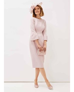 Phase Eight Keyla Fluted Sleeve Fitted Dress - Pink