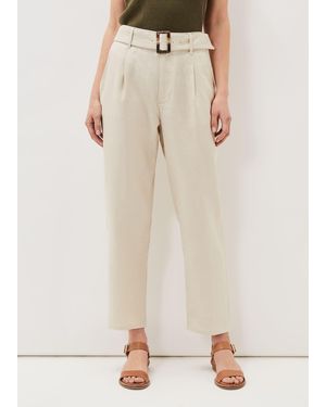 Phase Eight Hazel Linen Tapered Trousers - Natural