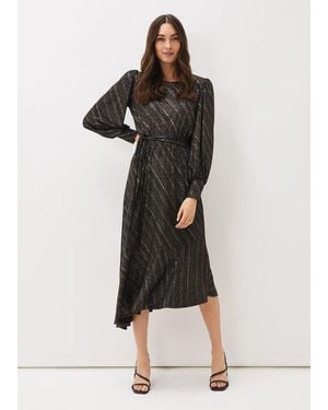 Phase Eight Clairette Asymmetric Sparkle Dress - Black