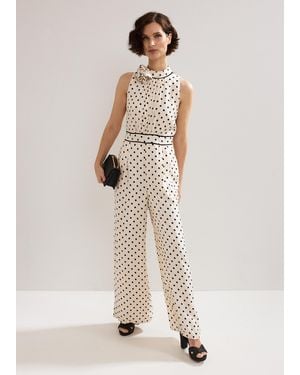 Phase Eight Marilee Spot Corsage Jumpsuit - Natural