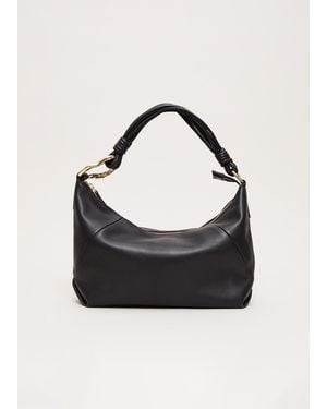 Phase Eight Leather Twist Hadle Shoulder Bag - Black