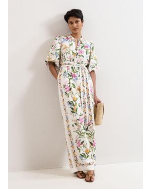 Phase Eight Petite Camilla Floral Tie Waist Jumpsuit - White