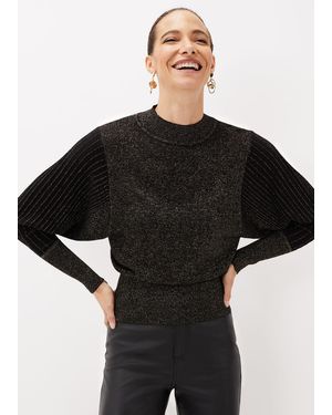 Phase Eight Gigi Batwing Sleeve Sparkle Knit Top - Black