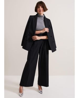 Phase Eight Pia Pinstripe Wide Leg Trousers - Black