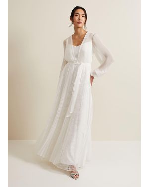 Phase Eight Mariana Pleated Lace Wedding Dress - Natural