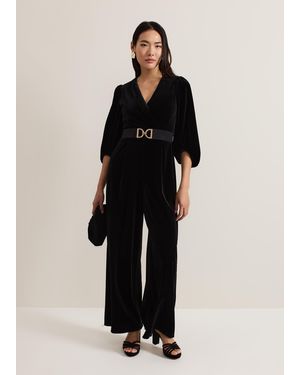 Phase Eight Myleen Velvet Jumpsuit - Black