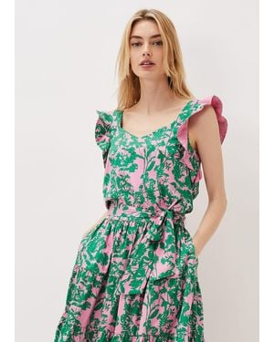 Phase Eight Cleona Printed Dobby Co-Ord Top - Green