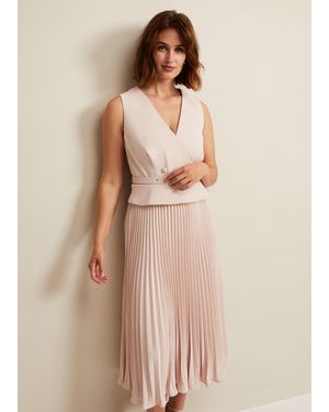 Phase Eight Hetty Pleated Dress - Natural