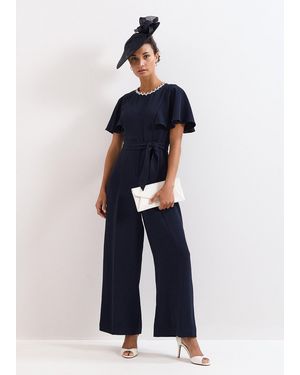 Phase Eight Orwen Jewelled Neck Jumpsuit - Blue