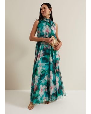 Phase Eight Lucinda Chiffon Print Maxi Dress - Blue