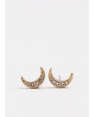Phase Eight Mini Moon Stud Earrings - White