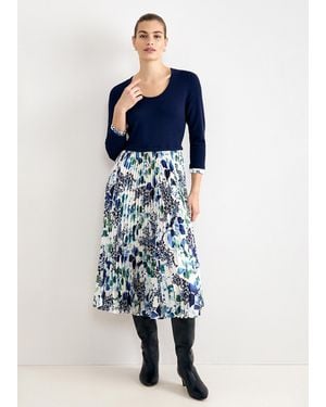 Phase Eight Beatrice Knitted Fit And Flare Floral Dress - Blue