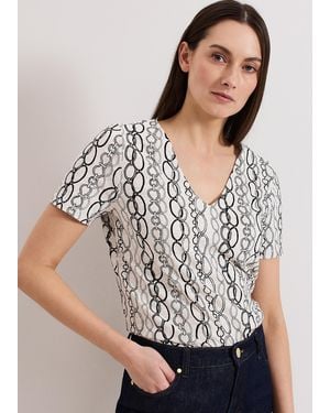 Phase Eight Alice V Neck Chain Print Top - Grey