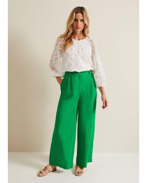 Phase Eight Lottie Linen Wide Leg Trousers - Green