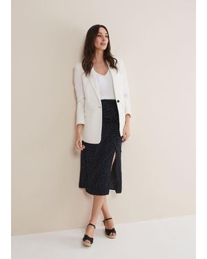 Phase Eight Spot Print Midi Ruched Skirt - Natural