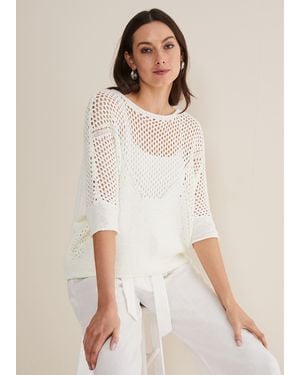 Phase Eight Sophie Honeycomb Tape Knit - Natural