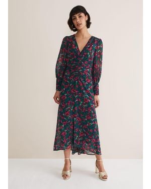 Phase Eight Hyacinth Floral Midi Dress - Blue