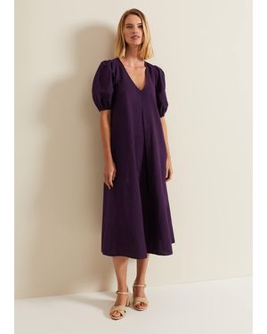 Phase Eight Lotty Puff Sleeve Midi Dress - Blue