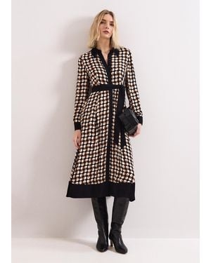 Phase Eight Naomi Spot Shirt Midi Dress - Natural
