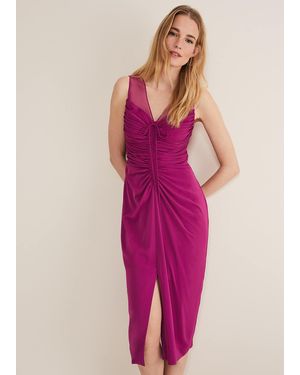 Phase Eight Leah Ruched Midi Dress - Pink