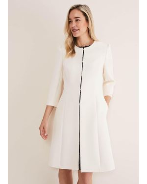 Phase Eight Venita Bow Long Jacket - Natural
