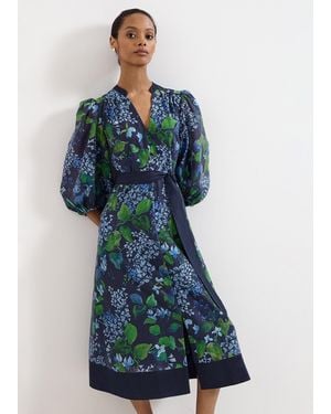 Phase Eight Petite Nixie Tie Belt Print Dress - Blue