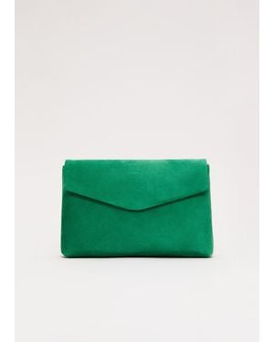 Phase Eight Suede Clutch Bag - Green