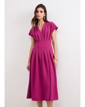 Phase Eight Hanna Pleated Cap Sleeve Dress - Pink
