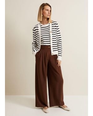 Phase Eight Indiyah Pleated Wide Leg Trousers - Natural
