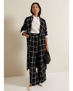 Phase Eight Aspen Check Wide Leg Trouser - Natural