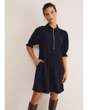 Phase Eight Candice Zip Mini Dress - Blue