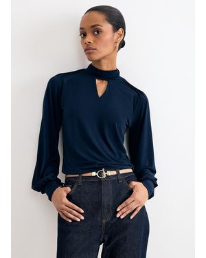 Phase Eight Ilaria Drape Sleeve Keyhole Top - Blue