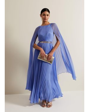 Phase Eight Marren Chiffon Pleated Maxi Dress - Blue