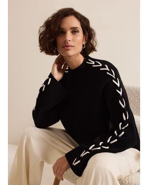 Phase Eight Leia Stitch Sleeve Detail Jumper - Black