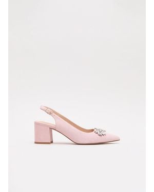 Phase Eight Sparkle Slingback Block Heel Shoes - Pink