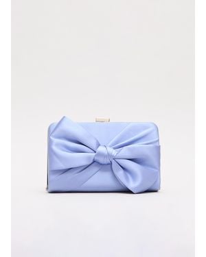 Phase Eight Satin Knot Front Box Clutch Bag - Blue