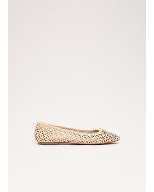 Phase Eight Leather Cut Out Ballet Pump - Natural