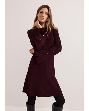 Phase Eight Romy Studd Sleeve Knit Shift Dress - Purple